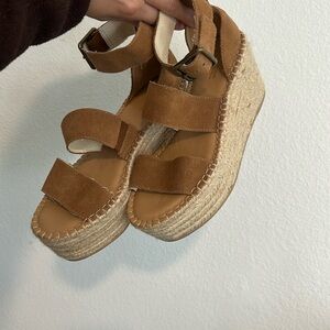 Soludos Brown Suede Espadrille Wedge Sandals